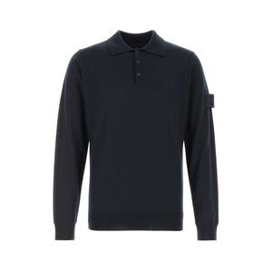 Stone Island Men Midnight Blue Wool Polo Shirt